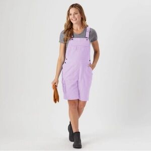 NWT Duluth Trading Co Heirloom Gardening Lilac rip stop Short Overalls XLarge